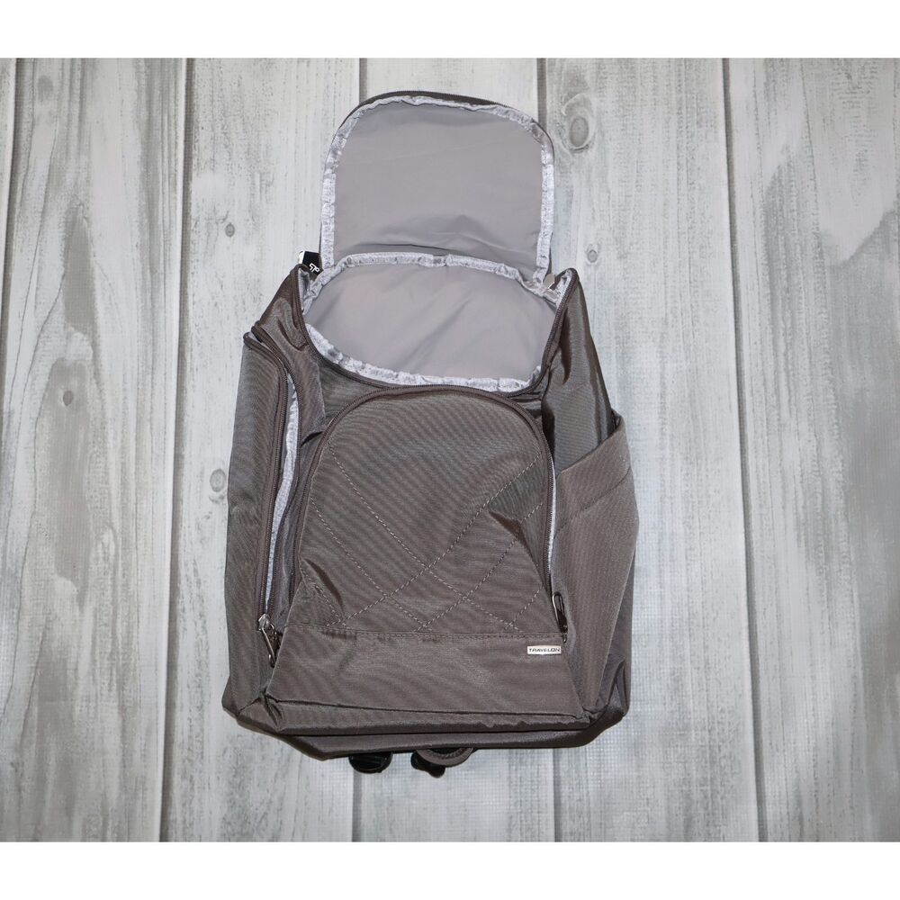NEW Travelon Anti Theft Classic Backpack 5 Point Security Bag Travel Hazelnut - Picture 3 of 8